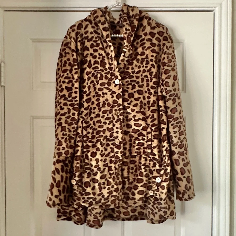 Unbranded Leopard Animal Ears Swing Coat - Picture 1 of 10